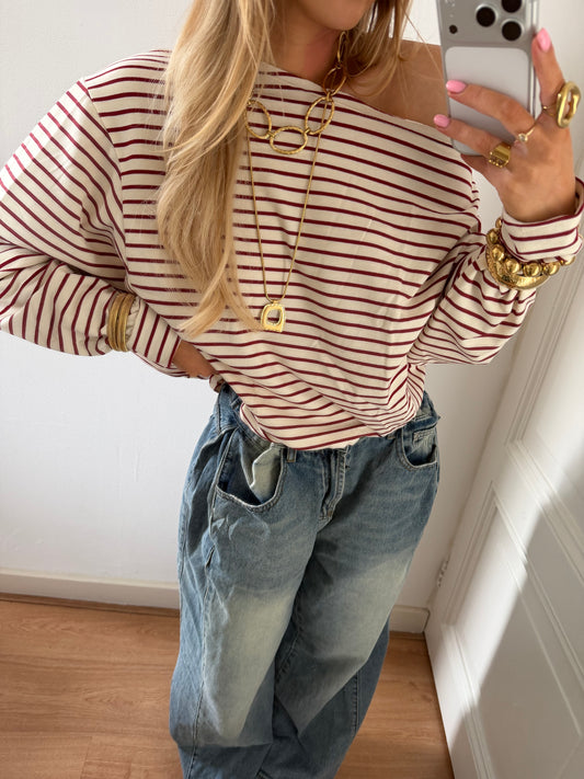 Odette one shoulder stripes top