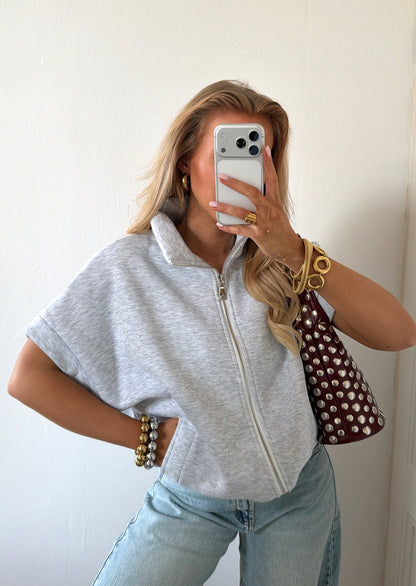 SPORTY ZIP TOP GRIJS