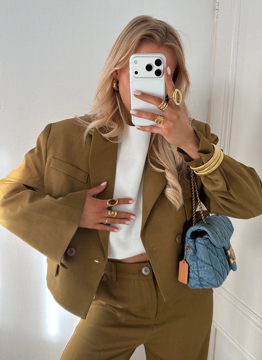 Robin cropped blazer groen