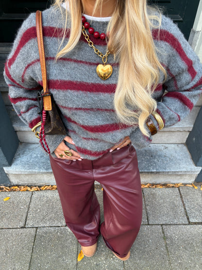 Ruby striped knit grijs/rood