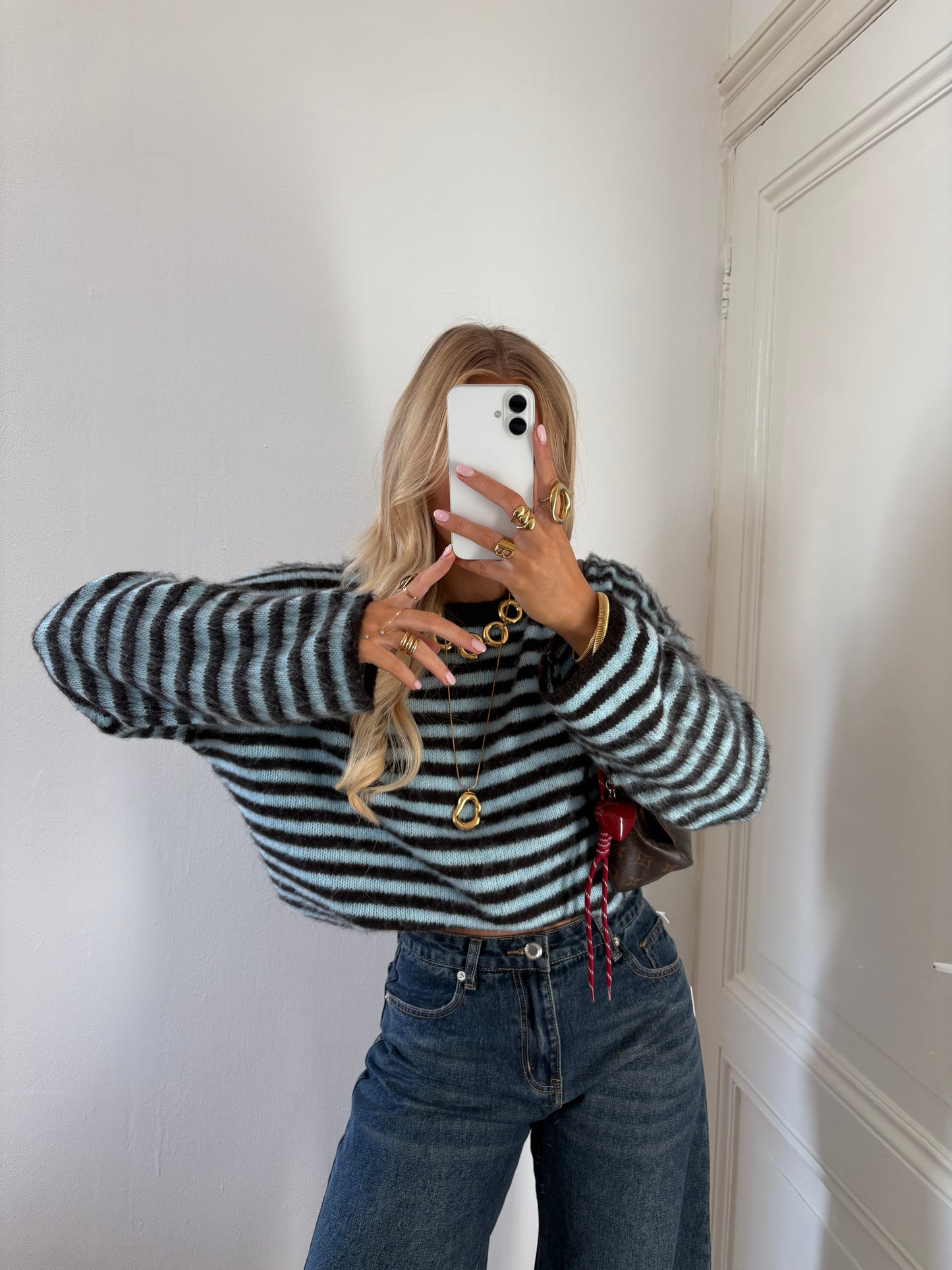 Levi stripes knit chocolade / blauw