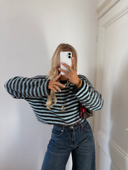 Levi stripes knit chocolade / blauw