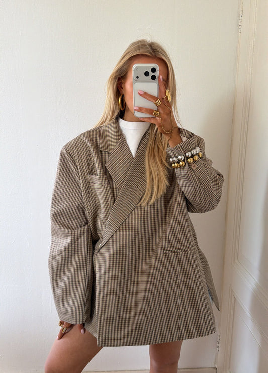 OVERSIZED BLAZER CHECKERED GROEN/PAARS