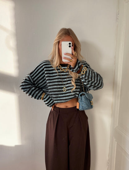 Levi stripes knit chocolade / blauw