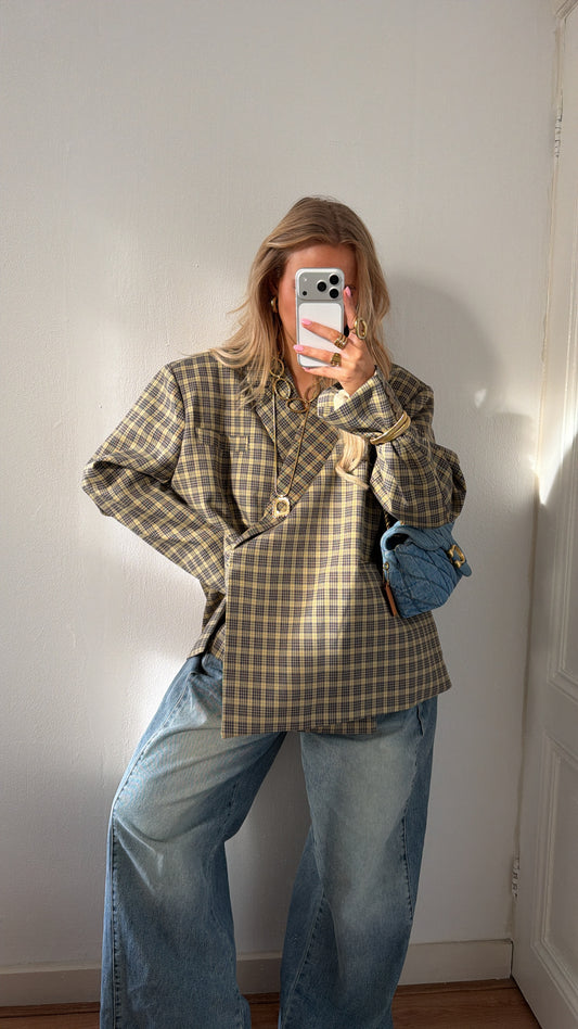 BACK SOON - Carmen blazer checkered geel/marine