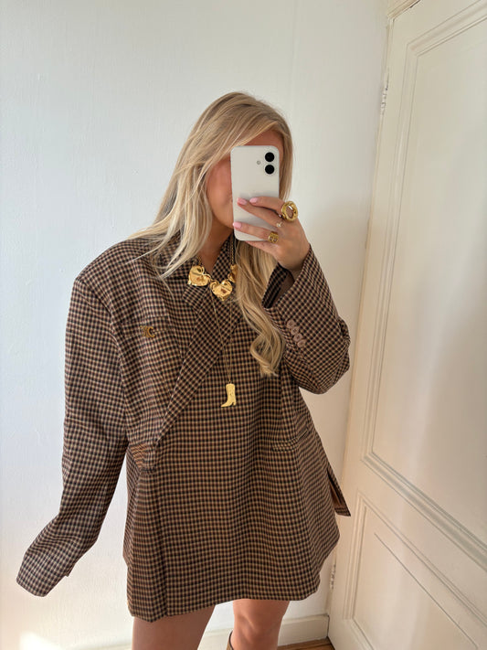 Carmen oversized blazer - Checkered Brown