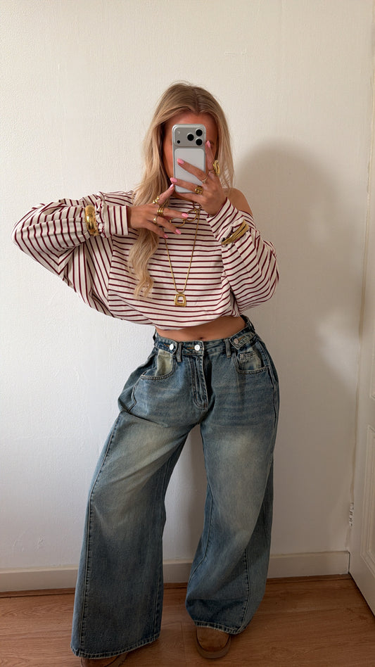 Odette one shoulder stripes top