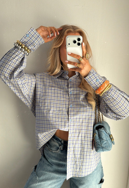 Chiara checkered blouse blauw