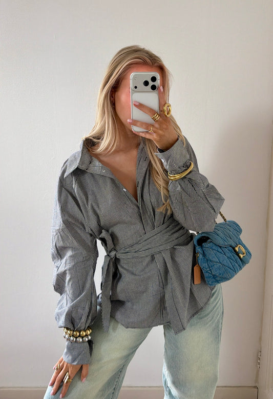 WRAPPED CHECKERED BLOUSE