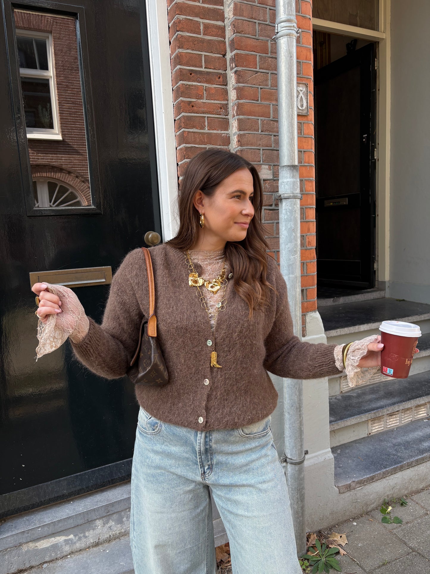 Eline alpaca wool cardigan bruin