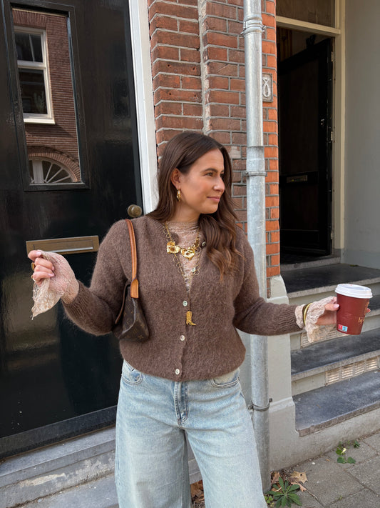 Eline alpaca wool cardigan bruin