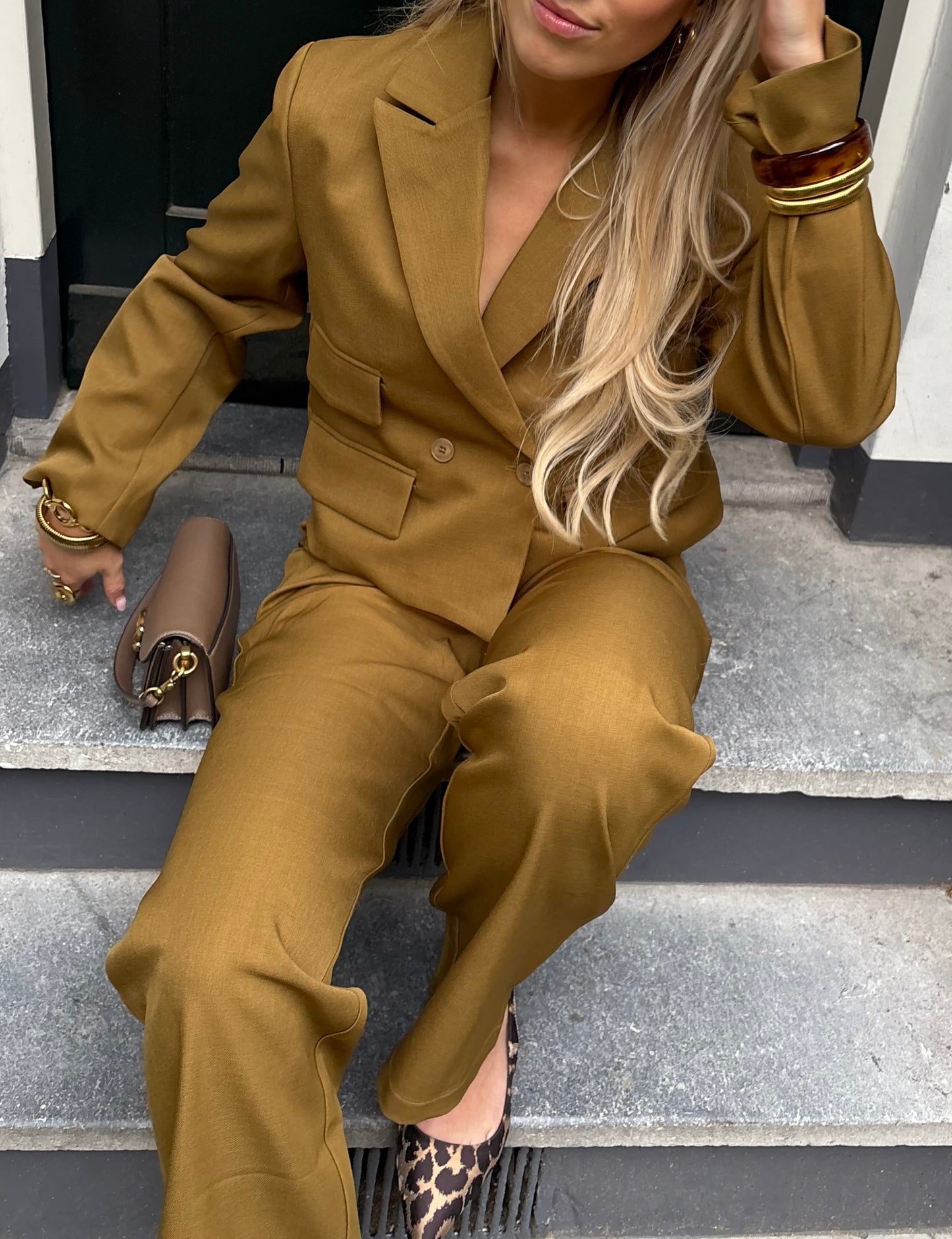 Robin cropped blazer groen