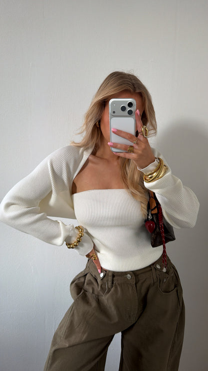 Tara tube top + vestje creme