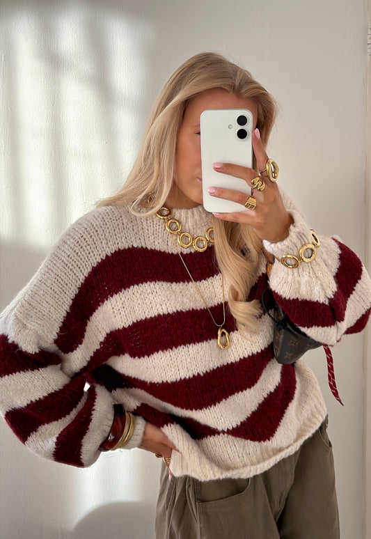 BACK SOON - Sophie knit stripes bordeaux/ecru