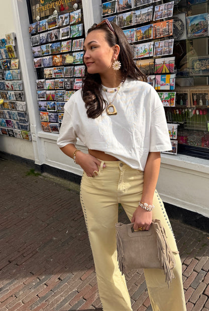 STUDDED JEANS GEEL