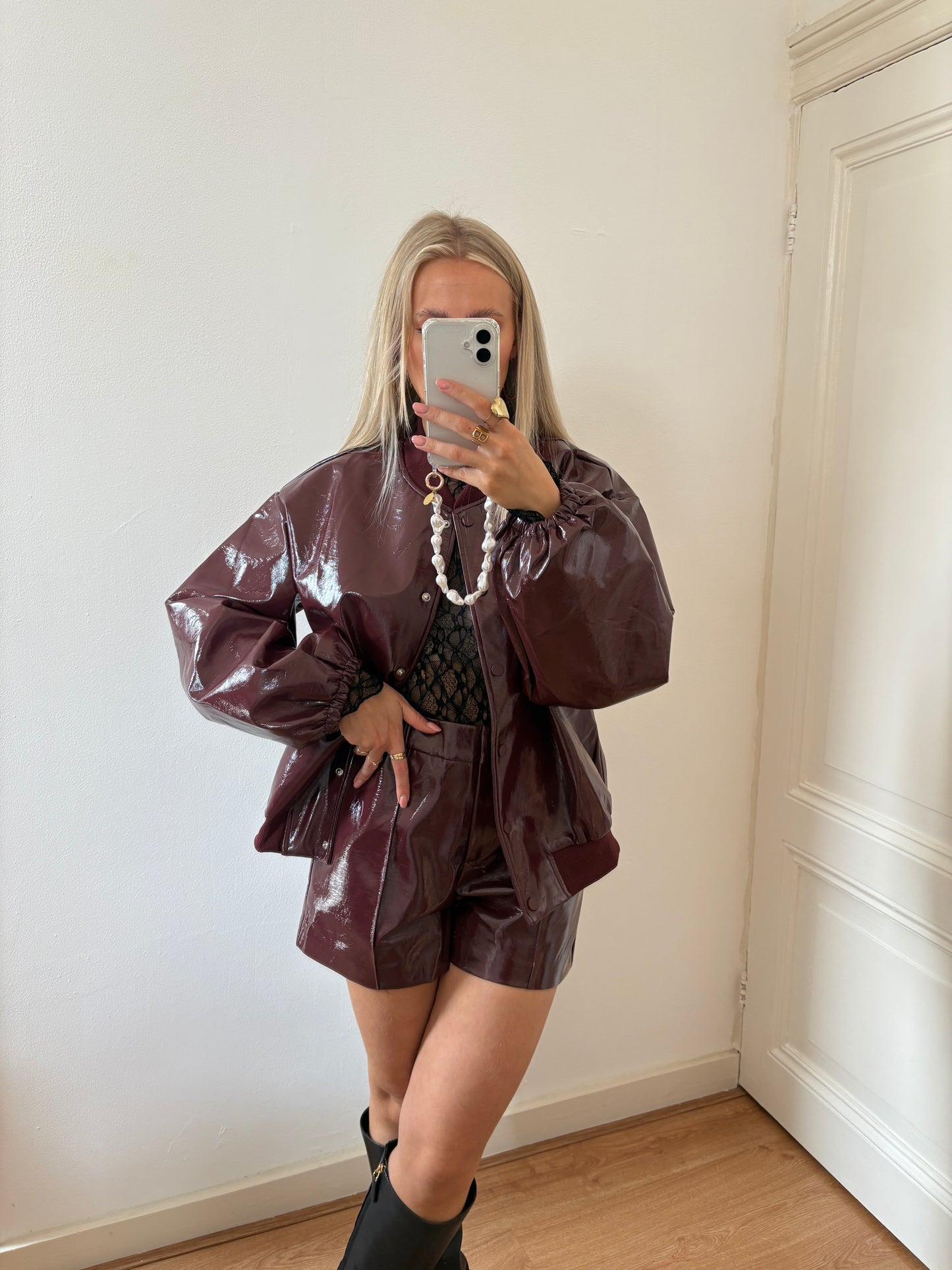 Leather jack - burgundy