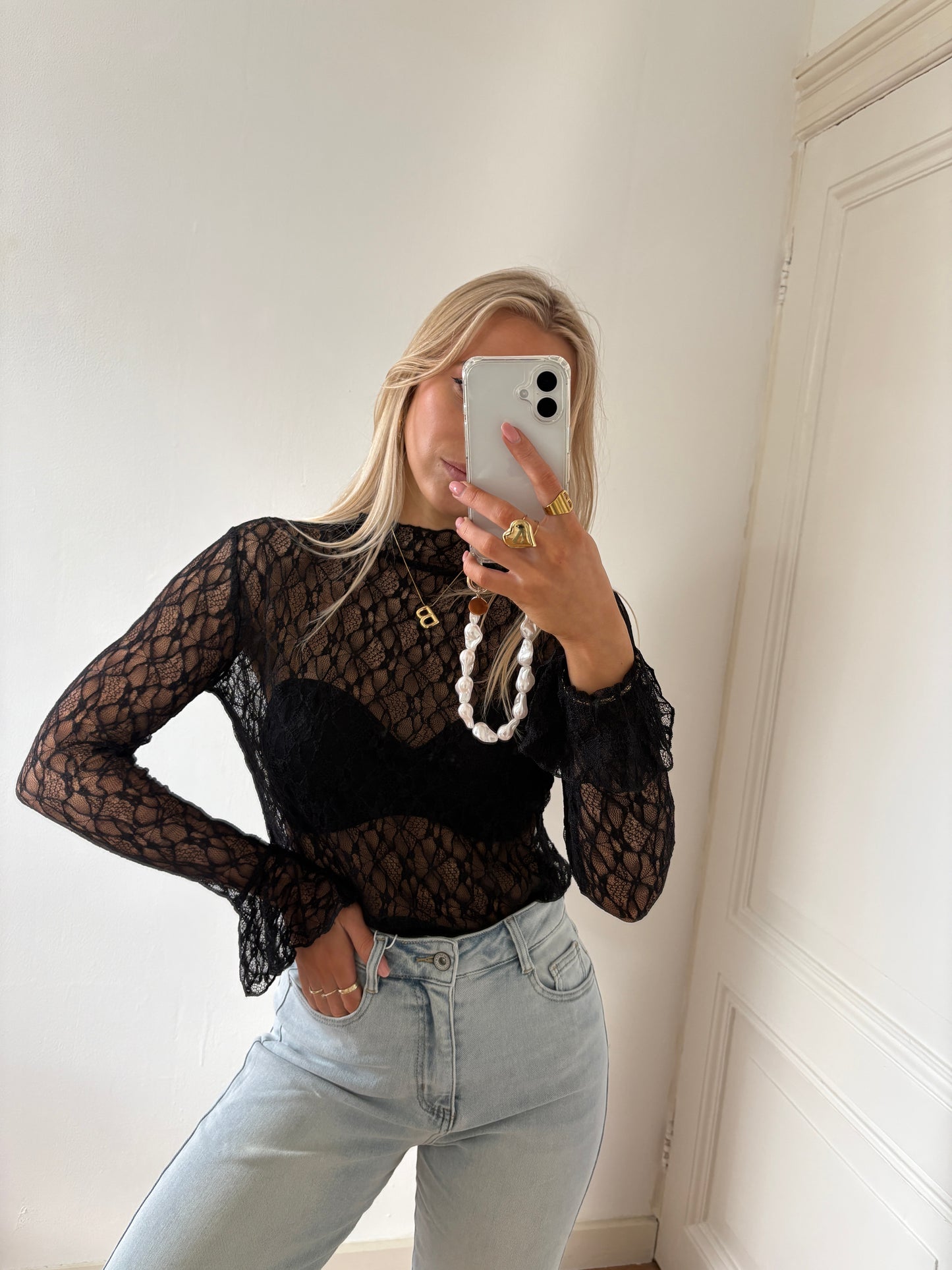 Lace top - black