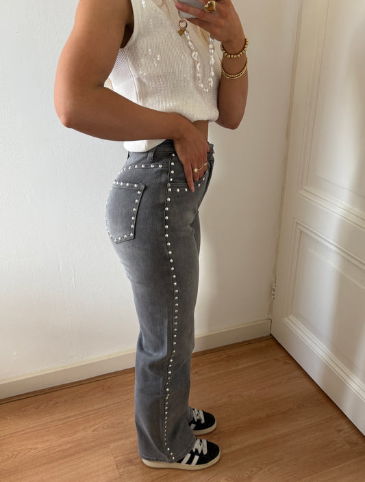Lea studs jeans - grey