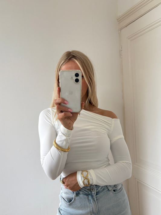 One-shoulder top - white