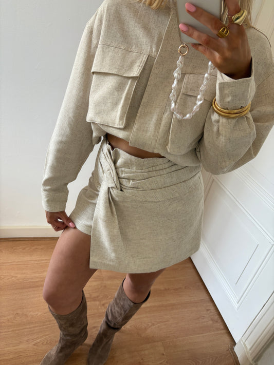 Linnen skort - beige