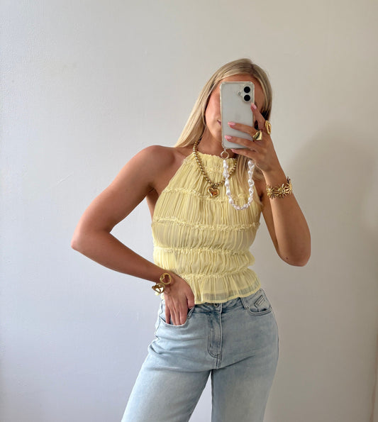 Lise open-back top - butter yellow