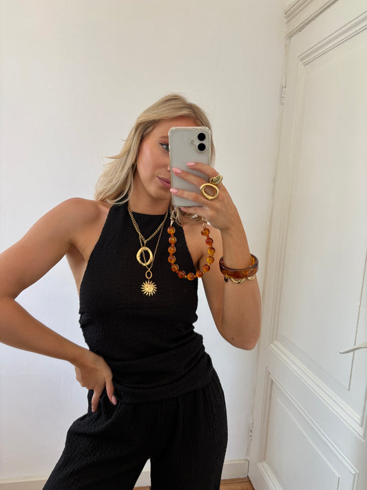 Chiara open-back top - black
